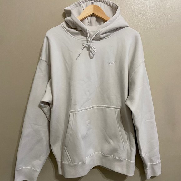 Nike NRG Solo Swoosh Fleece Hoodie Phantom White Heavyweight Men CV0552-030 - Picture 8 of 10